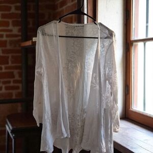 Habitat White Sheer Floral Cardigan Boho Fairycore Cottagecore